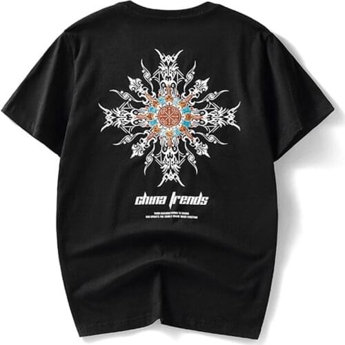 2021 Summer Japanese Embroidery Couple Personalized Short Sleeve Embroidery T-shirt Men and Women Fashion Hip Hop Loose Fashion