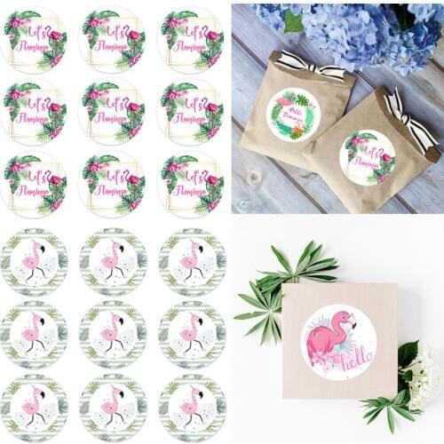 4.5cm Hawaiian Party Decorations Stickers Gift Box Labels Luau Flamingo Summer Tropical Sticker Party Wedding Decoration