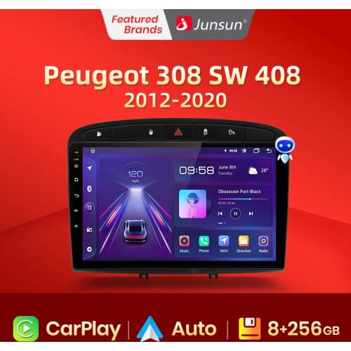 Junsun V1 pro 2G+128G Android 10 For PEUGEOT 308 308S 408 2012 - 2020 Car Radio Multimedia Video Player Navigation GPS 2 din dvd