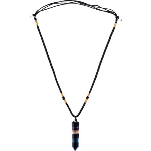 K3ND Crystal Necklace Hexagonal Pendant Gemstone Chakra Healing Crystal Necklace