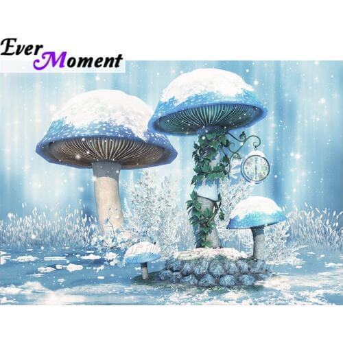 Ever Moment Diamond Painting Picture Of Rhinestone Mosaic Mushroom Snow Full Square Drill Diamond Embroidery Decoration ASF1905
