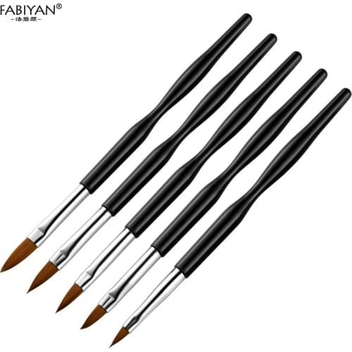 Acrylic Nail Art Drawing Brush 5Pcs/set For Powder UV Gel Design Flower Painting Carving Pen Black Manicure Tool Kit