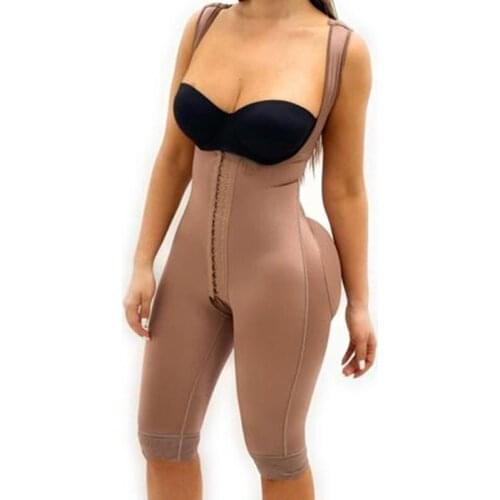 Sleeveless Knee Length Shapewear Braless Wide Shoulder Straps Butt-Lifting Bodysuit For Women Tummy Control