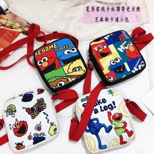 IVYYE 2019 Hot Sesame Street Fashion Anime Canvas Shoulder Bags Soft Cartoon Tote Casual Handbag Dolls Phone Bag Lady Girls New
