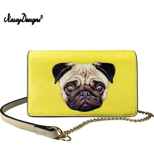 Fashion Small Crossbody Bags Women Leather Shoulder Messenger Bag Cute Pug Dog Design Female Handbag Bolsas Ladies Clutch Purse