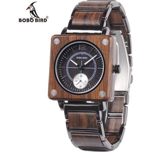 BOBO BIRD Men Watch relogio masculino Classic Wood Metal Wristwatch Creative Fashion Design Quartz Watches Handsome Gift C-R14