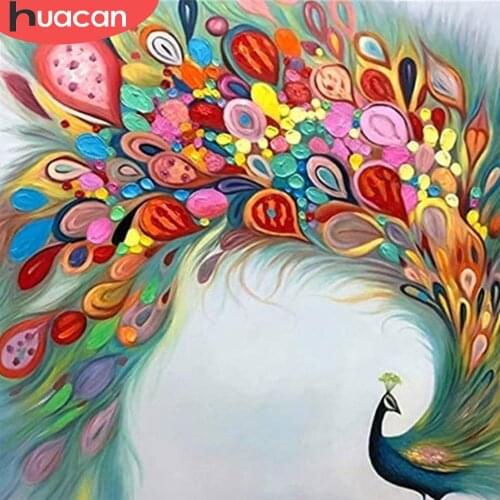 HUACAN Full Square/Round Diamond Painting 5d Peacock Handicraft DIY Diamond Embroidery Animal Home Decor Craft Kit