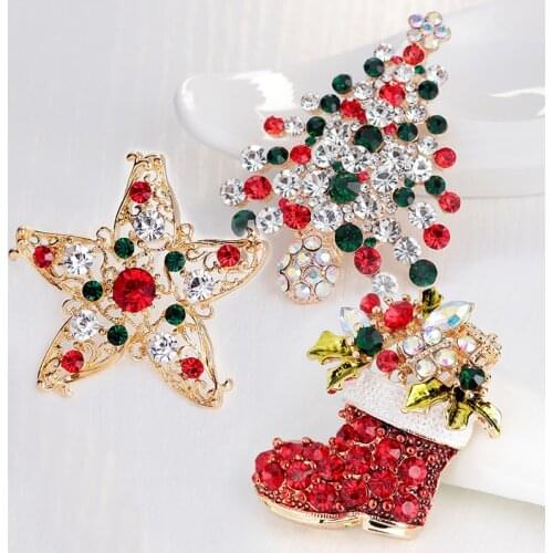 New Luxury Exquisite Christmas Brooch Pin Snowman Santa Claus Garland Brooches For Women Men Fashion Jewelry Gift Wholesale
