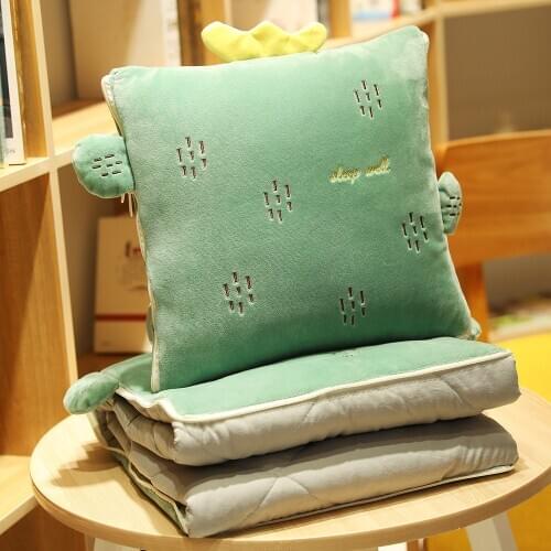 New 1 pcs Stuffed Cactus Pineapple Plant Pillow Air Conditioning Quilt Plush Car Office Nap Sleeping 2 In 1 Cushion with Blanket