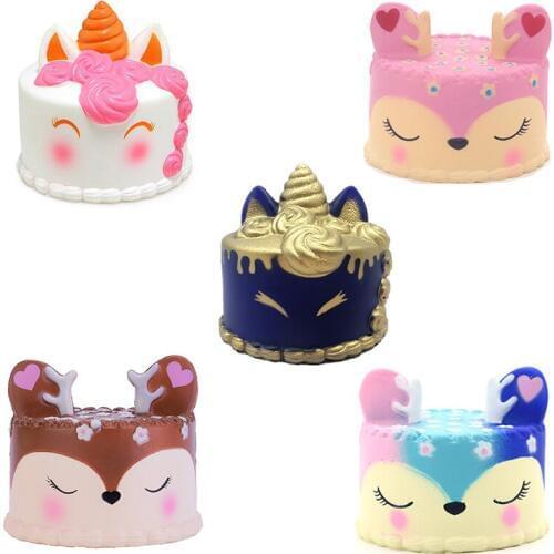 2018 New jumbo Squishy Galaxy Cute Kawaii Unicorn Antler Cake Squishies Slow Rising Cream Scented Squeeze Toy Phone Strap Drop
