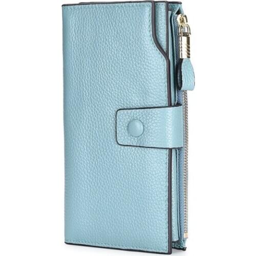 2021 New Genuine Leather Womens wallet 20 card slots Long wallets for women Large Capacity Woman wallet RFID Womens purse