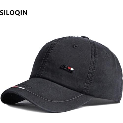 SILOQIN Men Women New Washed Cotton Baseball Caps Snapback Cap Adjustable Size Womens All-match Sports Cap Mens Black Hats