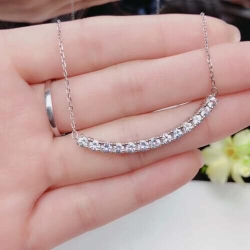 100% White Color Natural Real Sapphire Necklace Pendant Solid S925 Sterling Silver For Women