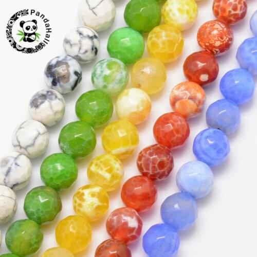 Pandahall 5 Strands Natural Round Faceted Bead Strands for Jewelry Necklace Bracelet Making 15 Colors 8mm Hole: 1mm 15"
