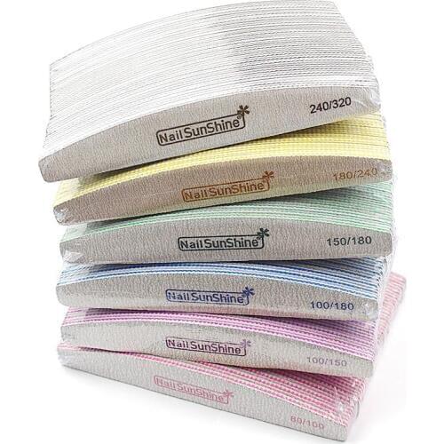 50Pcs Grey Nail File 80/100/150/180/240/320 Washable Double Side Sanding Buffer Block Files For UV Gel Polish Manicure Tools