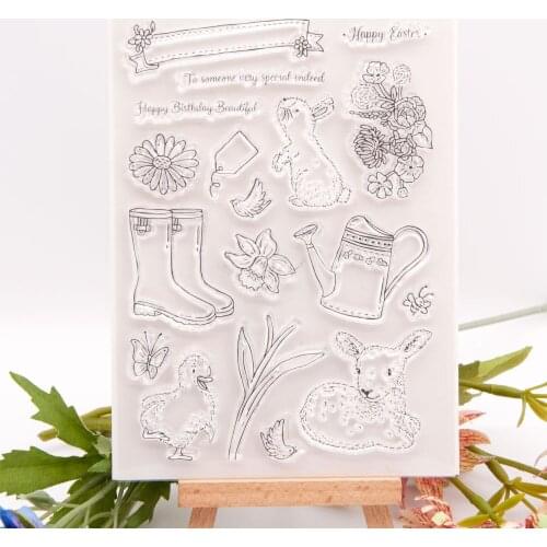 Rabbit/Flower/Kettle/Deer Garden Transparent Clear Silicone Stamp and Cut Dies For DIY Scrapbooking/photo Album Decor Craft 2021