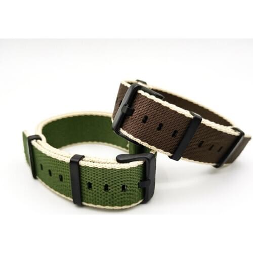 20mm 22mm Nylon Fabric Parachute Military Watch Band Strap High Quality NATO Sport Watchband Bracelet Belt Brown Green