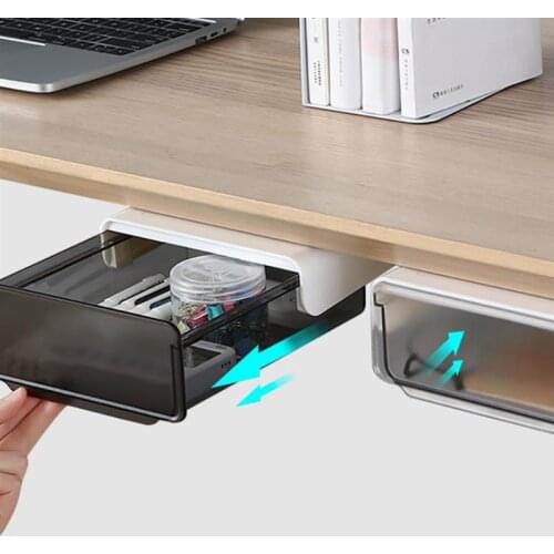 Self-Adhesive Pencil Tray Drawer Storage Box Under The Table Cosmetic Case Self-Adhesive School Stationery Box Pencil Tray