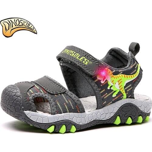 Dinoskulls Toddler Sandals Kids Light Up Shoes Baby Boys Sandals Toddler Beach Summer Shoes 2019 Dinosaur Childrens Sandals
