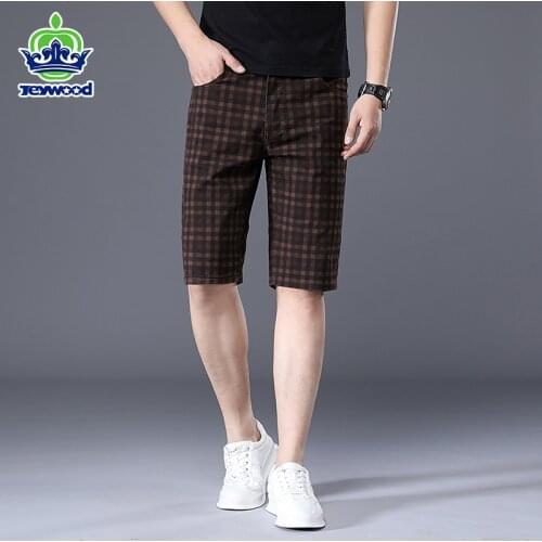 2021 New Summer Plaid Shorts Men 98%Cotton High Quality Short Pants Fashion Casual Social Style Knee Length Male Shorts