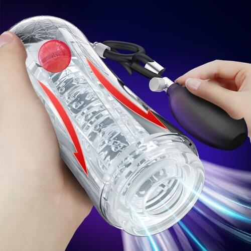 Squeezable Male Masturbator Cup Adult Endurance Exercise Vibrator Masturbation Pump Vacuum Pocket for Men Real Vagina Sex Toys