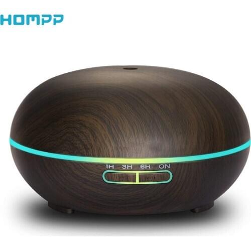 Aroma Diffuser Aromatherapy Ultrasonic Air Humidifier Wood Grain 14 Colors Light Auto Shut Off for Home Yoga Office SPA 300ml