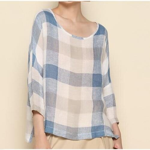 2020 High-quality Cotton shirt Blouse Commoner Retro Super Pullover Female Shirt Linen Shirts Women 16315