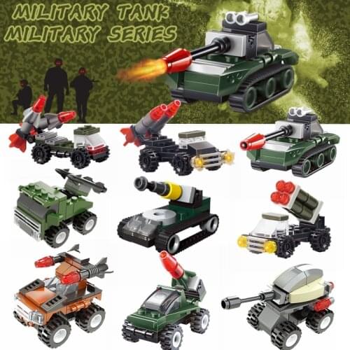 WW2 Locking Militarys Tank Blocks Cannon Mortar Rocket launcher Gatling Machine Gun Blocks Assemble Guns Lockings Tank Kids Toys