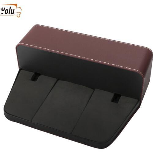 YOLU PU Leather Car Seat Gap Slit Pocket Catcher Organizer Storage Box Phone Bottle Cups Holder Auto Car Accessories Interior
