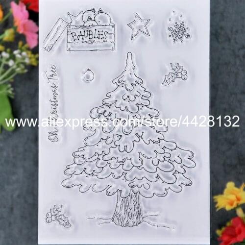 Merry Christmas Tree Snowflake Ball Star Ball Scrapbook photo cards rubber stamp clear stamp transparent stamp 20121222