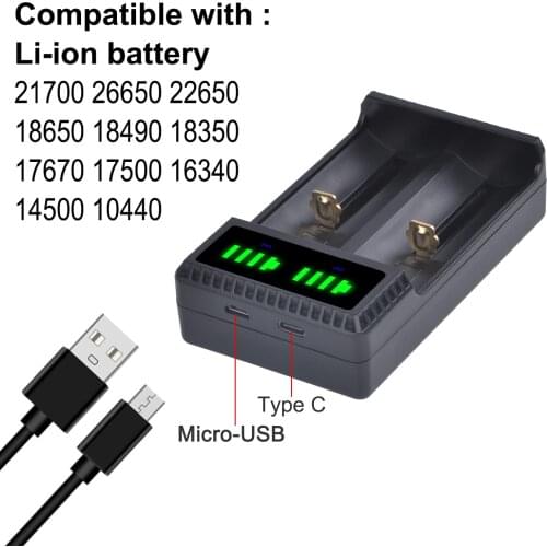 21700 Battery Charger for Lithium Battery 18650, 26650, 18350, 18500, 21700, 10440, 22650, 18490, 17670, 17500, 16340, 14500