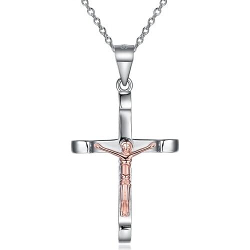 ZEMIOR 925 Sterling Silver Pendant Necklace Fashion Jesus Cross Pendant Boutique Christ Pendant Trend Necklace Jewelry Gift