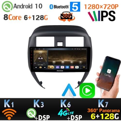 10.1" 1280*720 6G+128G Android 10.0 Car Multimedia Player For Nissan Sunny GPS Radio 4G WiFi DSP 360 Panorama camera AHD 1080P