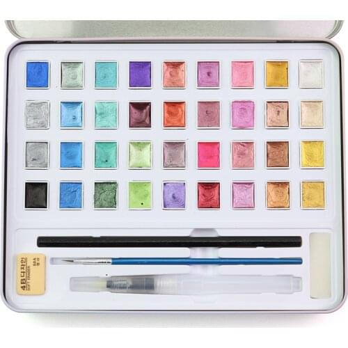 12/36 Colors Glitter Watercolor Paints Set Metallic & Pearlescent Colors Drawing Art Paint for Art Painting Pigment