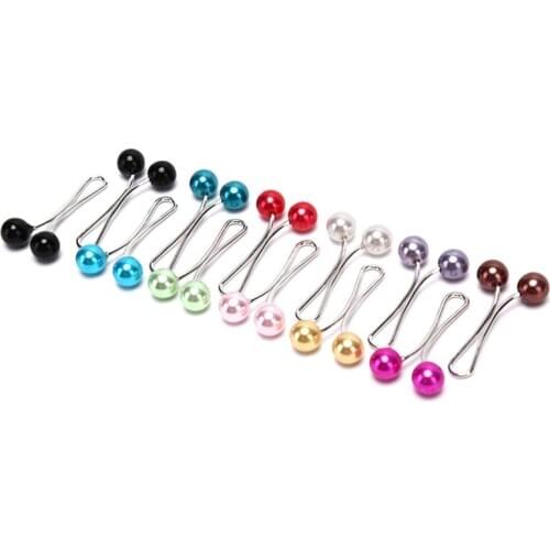 12Pcs/Pack Muslim Women Scarves Hijab Stainless Steel U Clips Colored Imitation F3MF