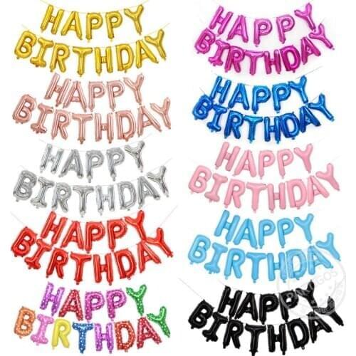 13PCS 16 Inch Colorful Happy Birthday Balloons Alphabet Letters Hanging Birthday Party Decorations Kids Baby Shower Foil Balloon