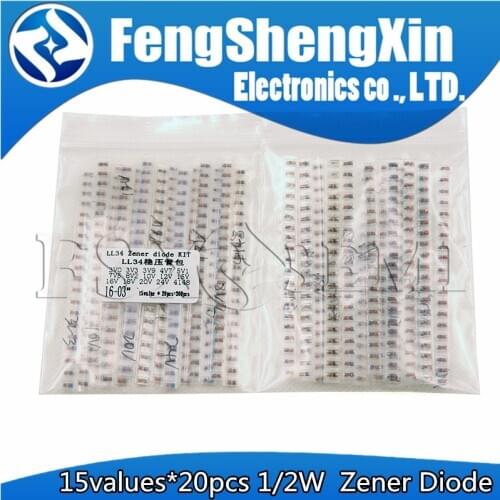 15values*20pcs=300pcs LL4148 3v3 KIT LL34 SMD Zener diode package 1/2W 3v-24v 3V 3V9 4V7 5V1 7V5 8V2 9V1 12V 1 5V 16V 18V 20V 24