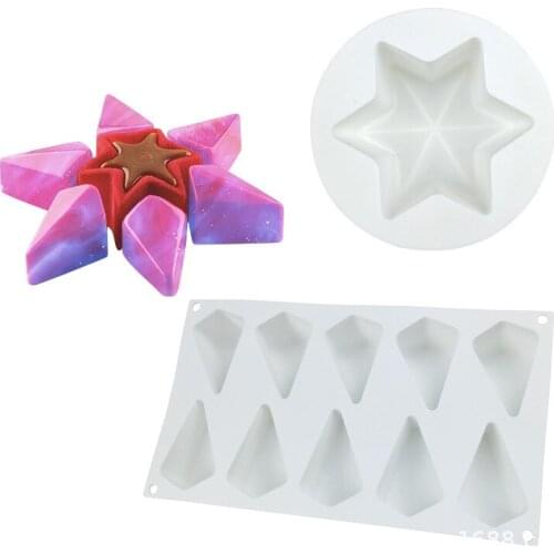 2 Shapes Flower Star Silicone Cake Mold 3D Mousse Baking Jelly Pudding Ice Cream Tray Mould Fondant Chocolate Cake Decorating