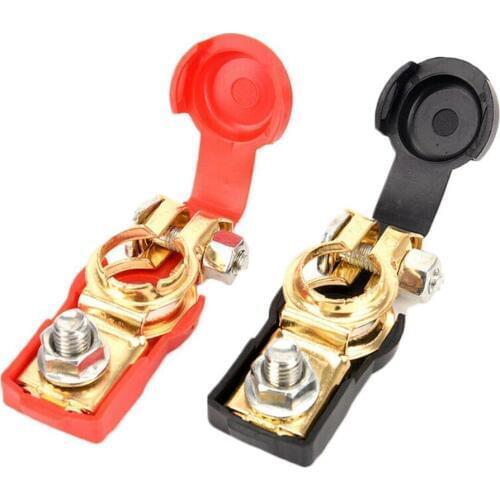2PCS Auto Car Battery Terminal Connector Battery Quick Release Battery Terminals Clamps Cap Clips Copper For Car Truck Caravan