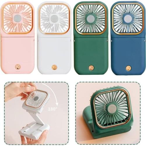 3000mAh Mini Folding Hanging Neck Fan USB Rechargeable Cooling Air Conditioner With Phone Bracket for Office Student Kids