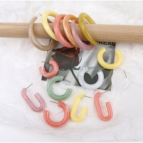 6pcs New Vintage Earrings For Women Korea Simple Acetic Acid Large c-shaped u-shaped Stud Earrings Diy Jewelry Accessories