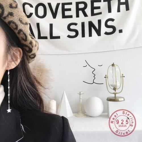 925 Sterling Silver Fashionable Star Earrings Women Charm European Classic Hip Hop Rock Party Gift Jewelry