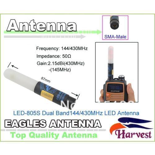 2014 New UV5R Antenna SMA-Male Connector Original Harvest LED-805S Dual Band 144/430MHz LED Antenna for Baofeng UV-5R Radio