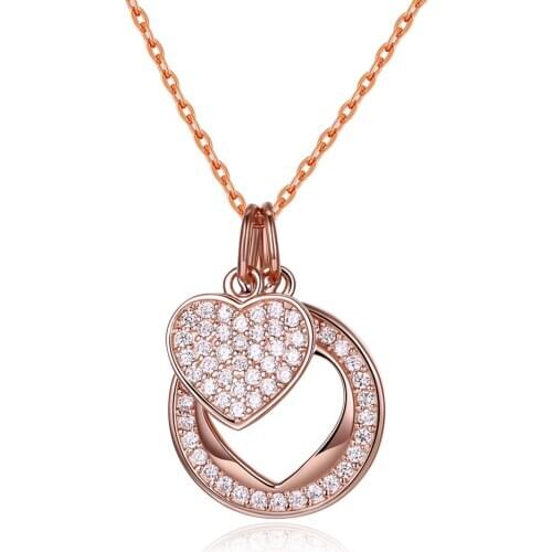 ZEMIOR 925 Sterling Silver Women Romantic Heart Pendant Necklaces Full Clear Cubic Zirconia Necklace Jewelry Anniversary Gift