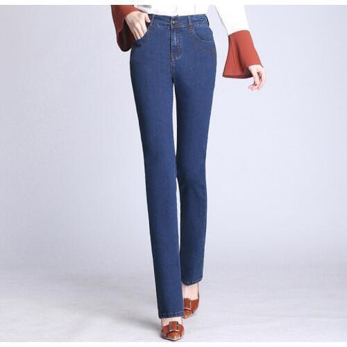 Womens Jeans High Waist Stretch Jeans mom Slim Large Size Straight Black Gray Denim Jeans Women