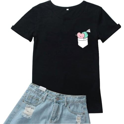 Funny Cartoon Heart Printing Graphic Tee Shirt Femme Pokemon Camiseta Mujer Loose Cotton T Shirt Women Personality Women Tshirts