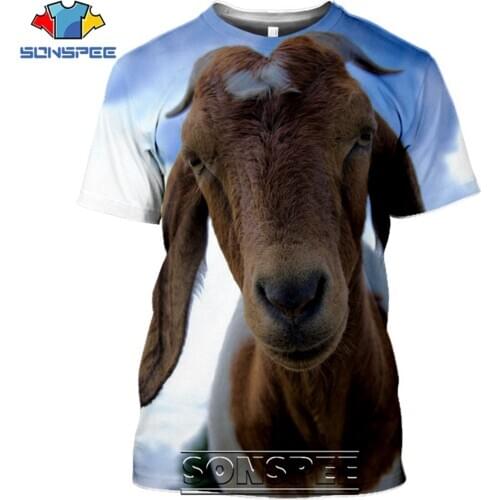 SONSPEE 3D Print Goats T-shirts Men Women Mountain Short Sleeve Casual Hip Hop Harajuku Streetwear Funny Animal Tees Tops Shirt