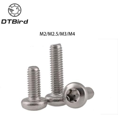 GB2672 Free shipping 20pcs/lot SUS304 M2,M2.5,M3,M4 six lobe stainless steel pan head torx machine security screw 2017