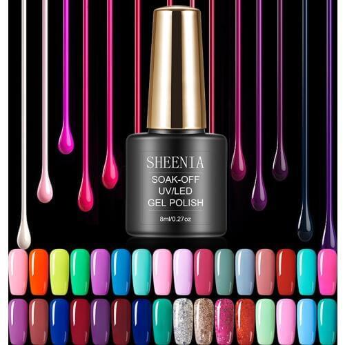 SHEENIA Gel Nail Polish Varnishes Pure Color Semi Permanent Base Top Need UV LED lamp Manicure Paint Hybrid Nails Gel Polish