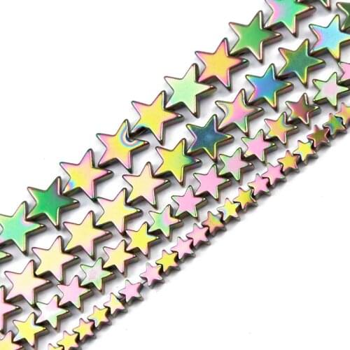 JHNBY 4/6/8/10mm New Green Five-Pointed Star Hematite Natural Stone Spacer Loose Beads For Jewelry Bracelet Making DIY Findings